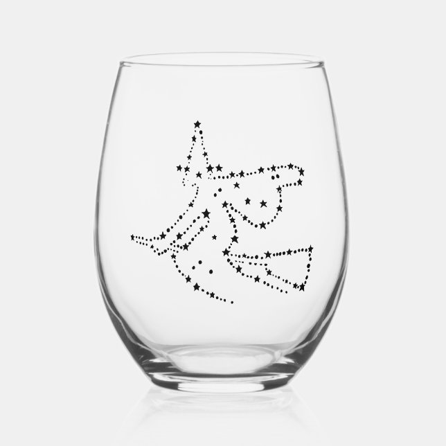 Starry Hexe Kontur | Elegant Black Weinglas Ohne Stiel (Vorderseite)
