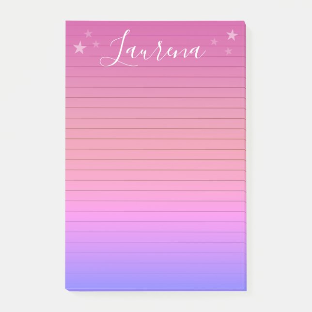 Starry Hues Personalisierter Name Notepad (Pink) Post-it Klebezettel (Vorderseite)