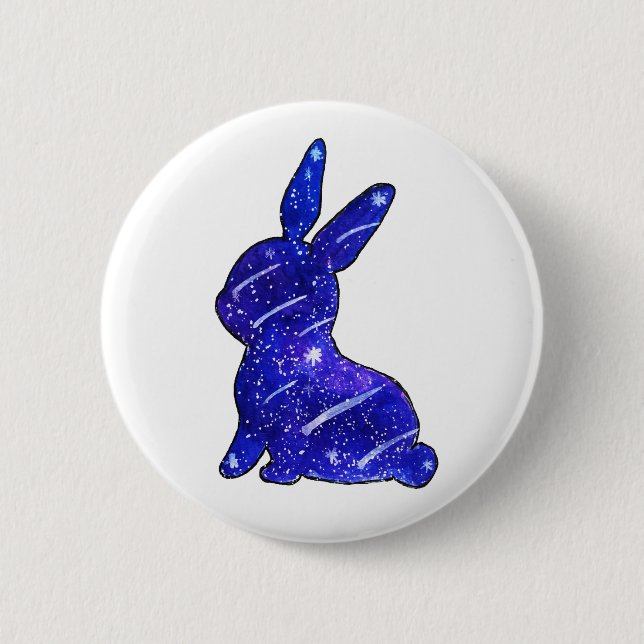 Starry Kaninchen-niedliches Häschen Button (Vorderseite)