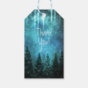 Starry Lights Rustic Pine Trees Country Wedding Geschenkanhänger