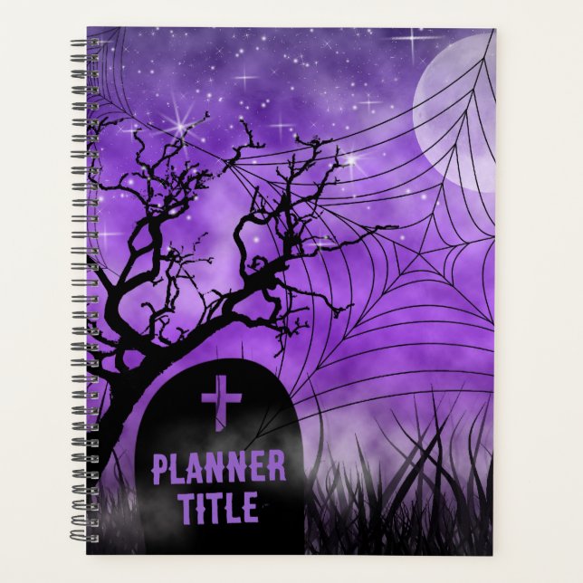 Starry Lila Ghoulish Goth Web Vollmond Planer (Vorderseite)