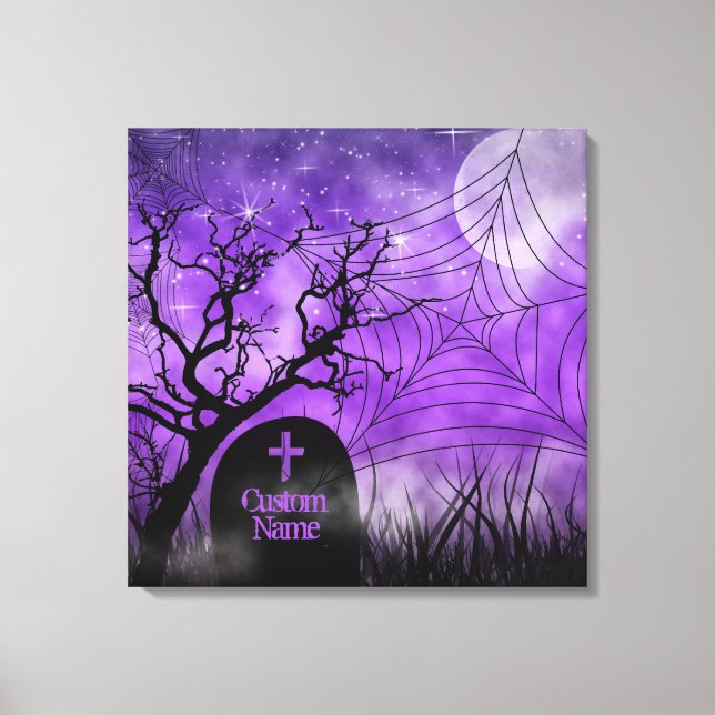 Starry Lila Goth Web Custom Wrapped Canvas Leinwanddruck (Vorderseite)