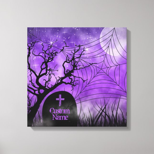 Starry Lila Goth Web Custom Wrapped Canvas Leinwanddruck (Vorderseite)