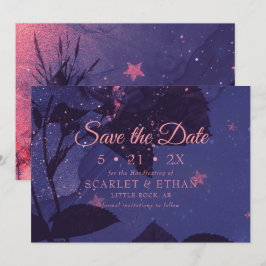 Starry Lila Night Alternative Gothic Floral Save The Date
