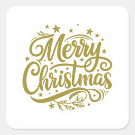 Starry Merry Christmas Greeting Quadratischer Aufkleber