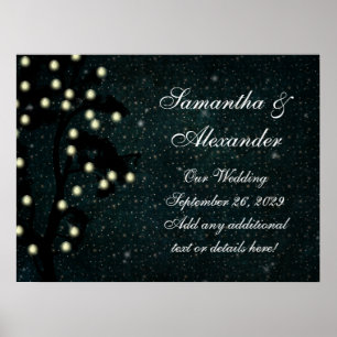 Starry Midnight Lights String Lantern Wedding Poster