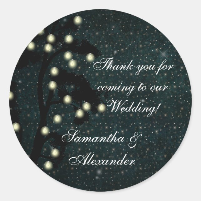 Starry Midnight Lights Wedding Danke/Gefallen Runder Aufkleber (Vorderseite)