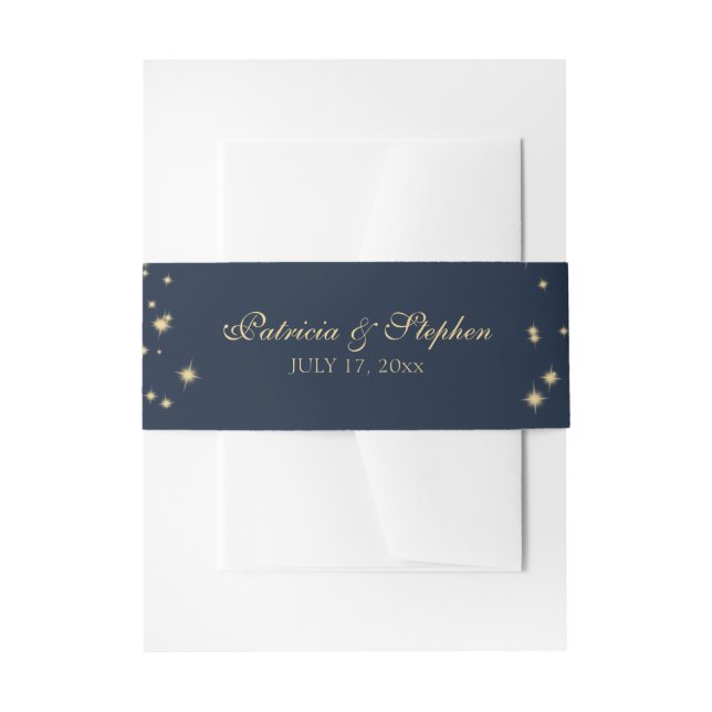 Starry Midnight Sky Navy Blue Wedding Einladungsbanderole (Vorderseite Beispiel)