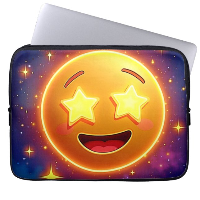 Starry-Mit Augen Emoji Joy Laptopschutzhülle (Vorderseite)