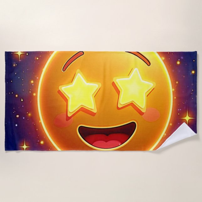 Starry-Mit Augen Emoji Joy Strandtuch (Vorderseite)