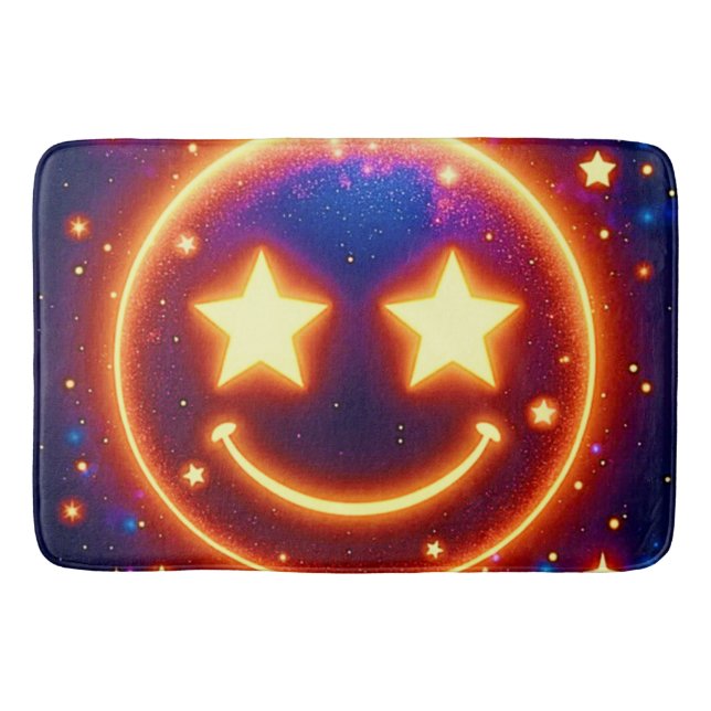 Starry-Mit Augen Glow Emoji Badematte (Vorderseite)