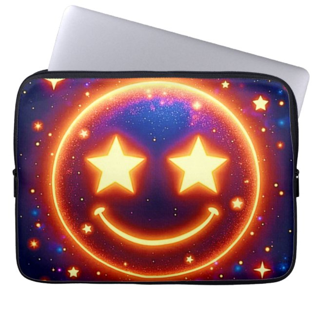 Starry-Mit Augen Glow Emoji Laptopschutzhülle (Vorderseite)
