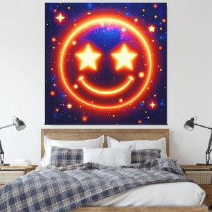 Starry-Mit Augen Glow Emoji Leinwanddruck