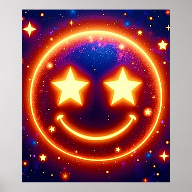 Starry-Mit Augen Glow Emoji Poster (Vorne)