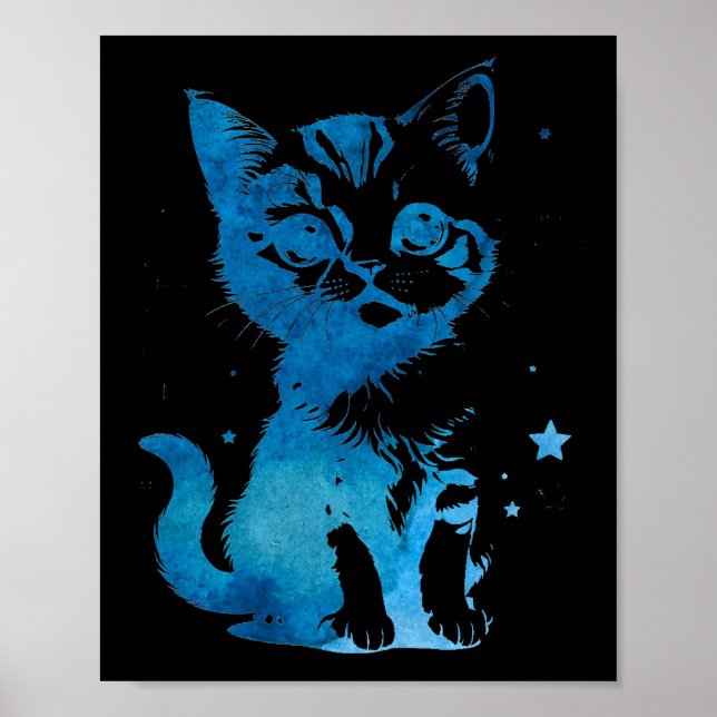 Starry Mit Augen Kitten Poster (Vorne)