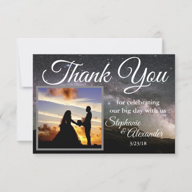 Starry Mountain Sky Wedding Vielen Dank Dankeskarte (Vorderseite)