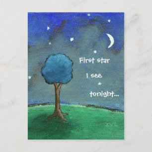 Starry Nacht, hat abstrakter Landschaftsbaum Mond Postkarte
