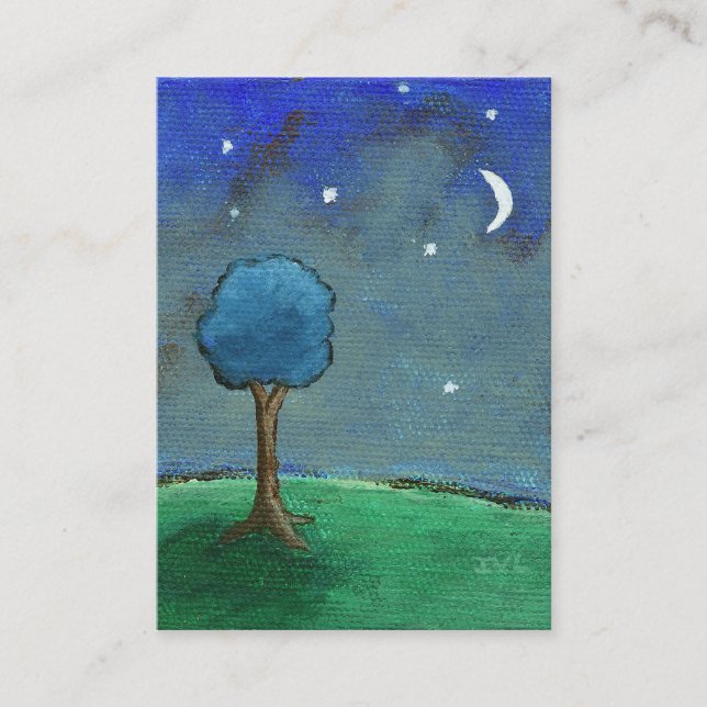 Starry Nacht, hat abstrakter Landschaftsbaum Mond Visitenkarte (Vorderseite)