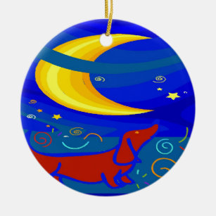 Starry NachtDackel Keramik Ornament