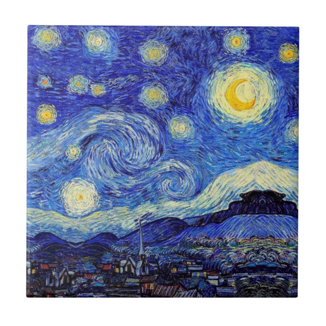 Starry Nachtinspirierte Van- Fliese (Vorderseite)