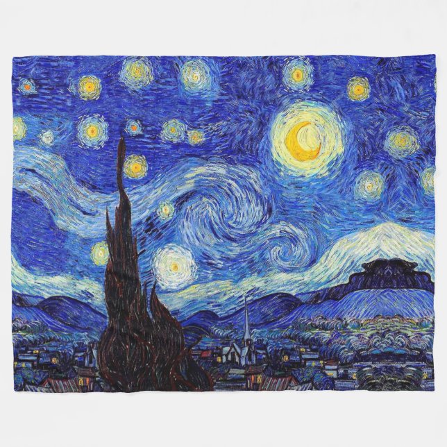 Starry Nachtinspirierte Van- Goghklassiker-Decken Fleecedecke (Vorderseite (Horizontal))