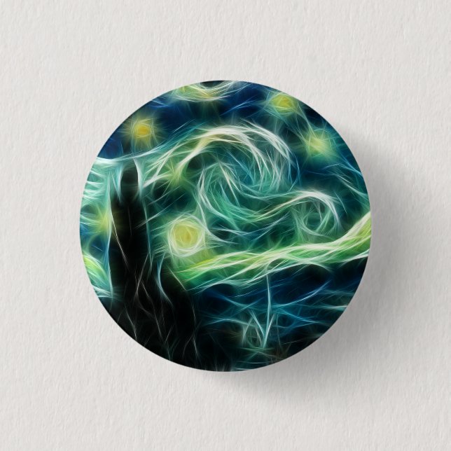 Starry Nachtvan- goghFraktal-Kunst Button (Vorderseite)