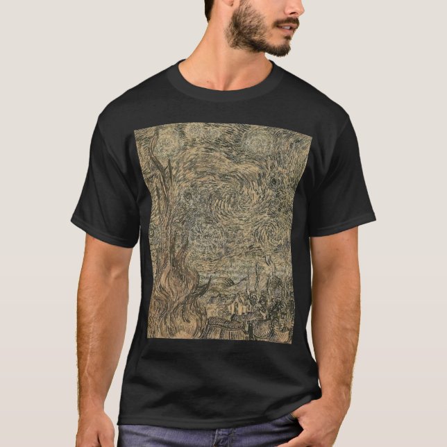starry Nachtzeichnen Van Gogh T-Shirt (Vorderseite)
