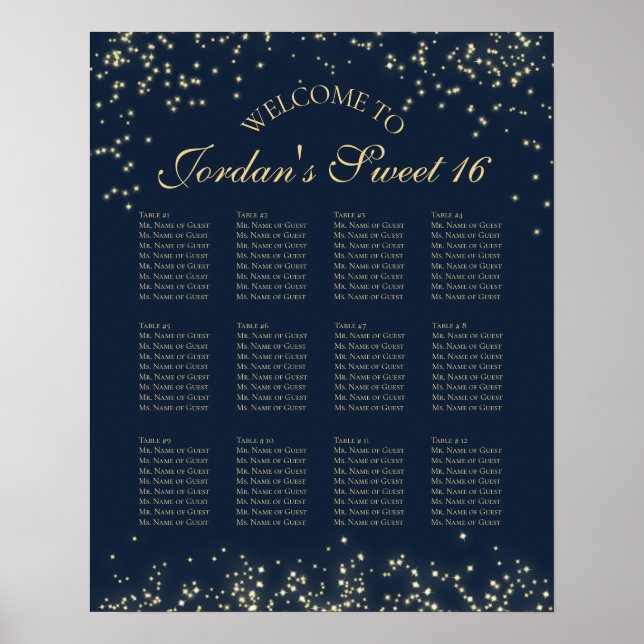 Starry Night 12 Table Seating Chart Poster (Vorne)
