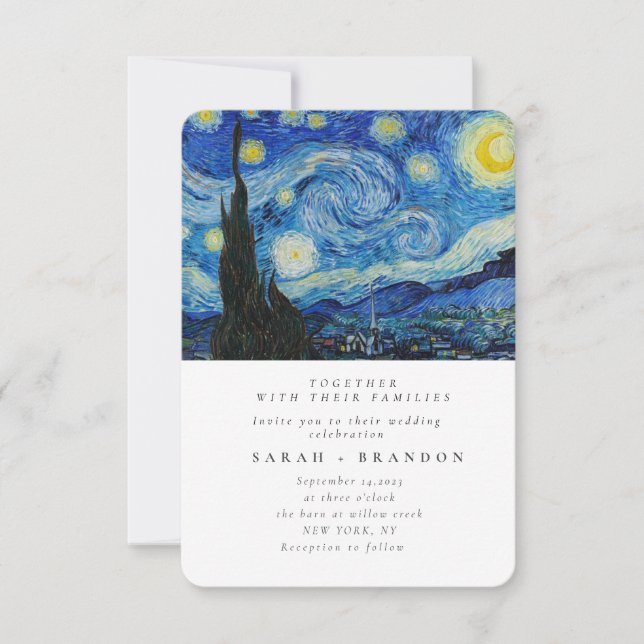 Starry Night Alte Malerei Einladung zur Hochzeit (Vorderseite)