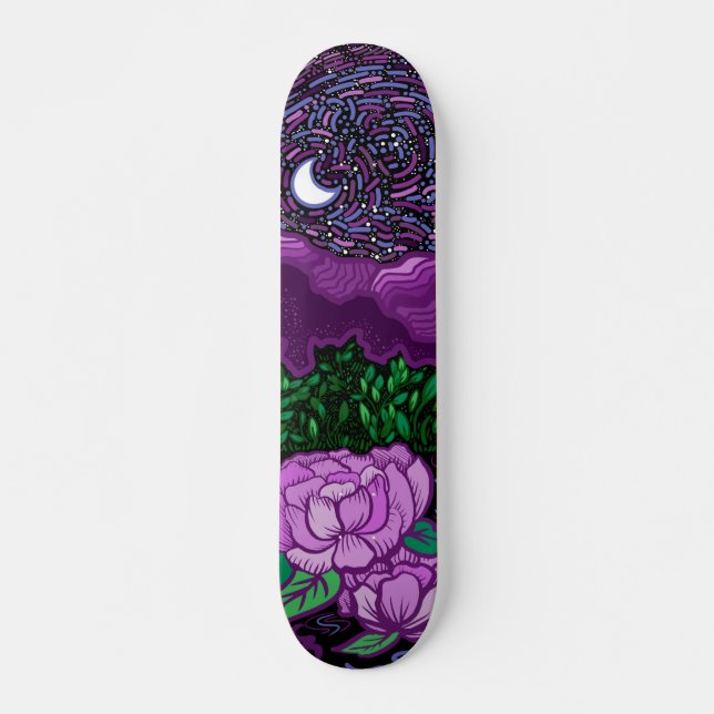 Starry Night am See Skateboard (Vorne)