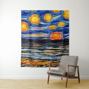Starry Night am Strand Wandteppich