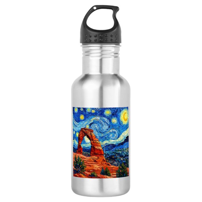 Starry Night Arches National Park Edelstahlflasche (Vorderseite)