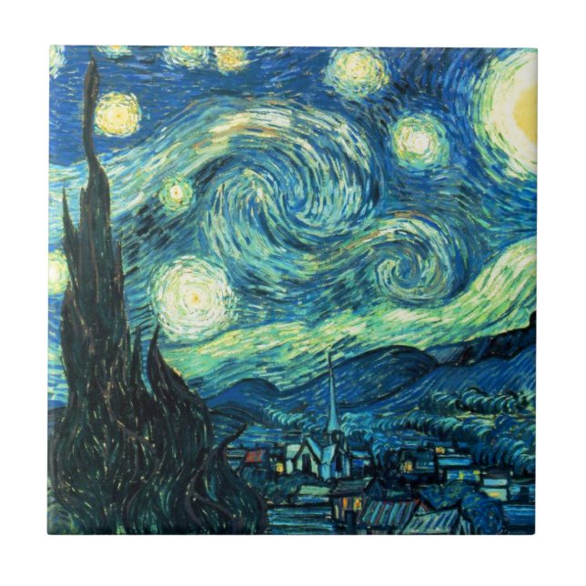Starry Night Art Fliese (Vorderseite)