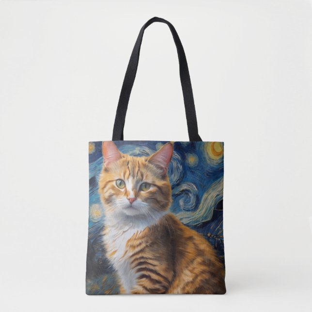 Starry Night Art mit Katze Tasche (Vorderseite)