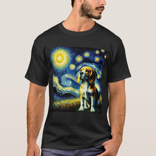Starry Night Beagle Van Gogh Lover T-Shirt (Vorderseite)