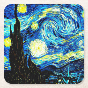 Starry Night, berühmtes Gemälde von Vincent van Go Rechteckiger Pappuntersetzer