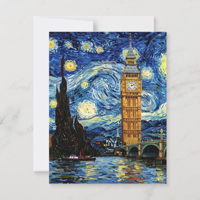 Starry Night Big Ben London England RSVP Karte (Vorderseite)