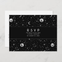 Starry Night Black and Silver Wedding RSVP