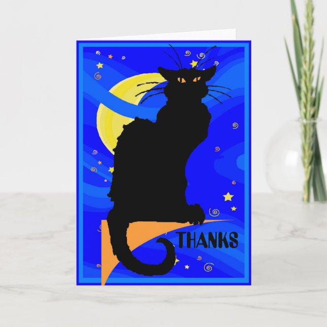 Starry Night Black Cat DANKS Karte (Vorderseite)