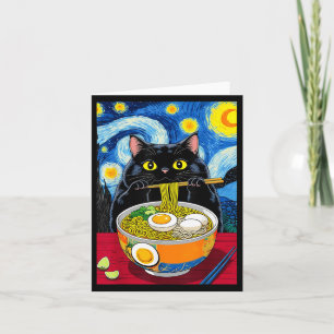 Starry Night Black Fat Cat Ramen Funny Black Fat C Karte