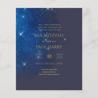 Starry Night Blue Bar Bat Mitzvah Einladungen Flyer