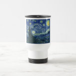 Starry Night, Blue French Stars, Vincent Van Gogh Reisebecher<br><div class="desc">Eine französische Stadt "Saint Remy" ist mit der Leuchtdichte der Sterne an einer blauen Sternennacht erstarrt. Der nächtliche Himmel über der Landschaft wirbelt mit weißen Wolken,  Sternen und hellgelben Halbmond um Mitternacht. Vintage postimpressionistische Ölgemälde von Vincent Van Gogh.</div>