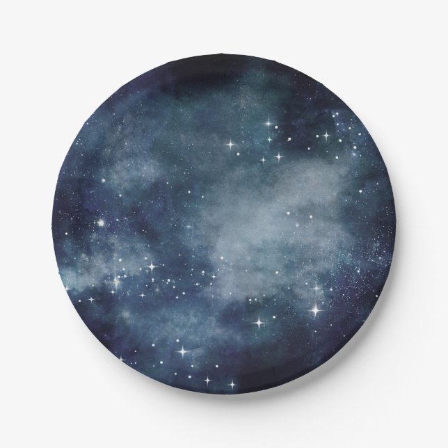 Starry Night Blue Sky Stars Universe Astrologie Pappteller (Vorderseite)