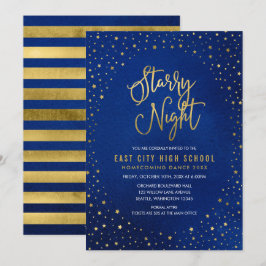 Starry Night Blue Watercolor Imitats Gold Scool Da Einladung