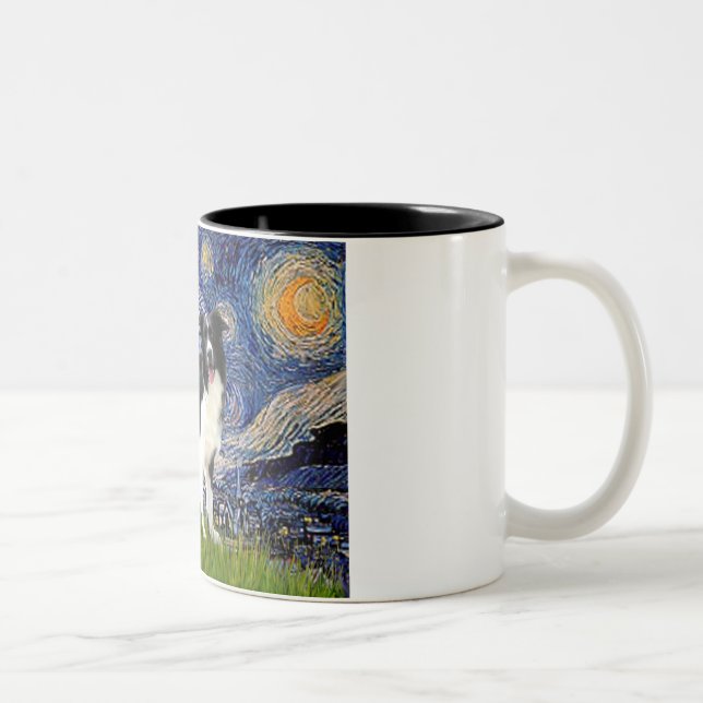 Starry Night - Border Collie (Z) Zweifarbige Tasse (Rechts)