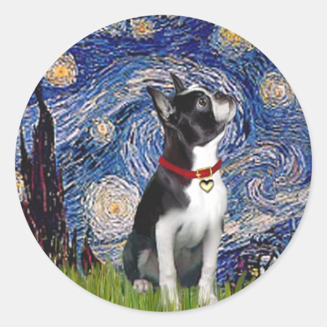 Starry Night - Boston T (2rc) Runder Aufkleber (Vorderseite)