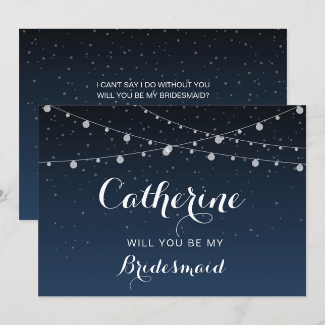 Starry Night Bridesmaid Vorschlagkarte Einladung (Vorne/Hinten)