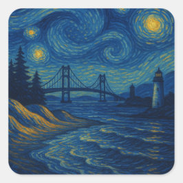 Starry Night Bridge Sticker
