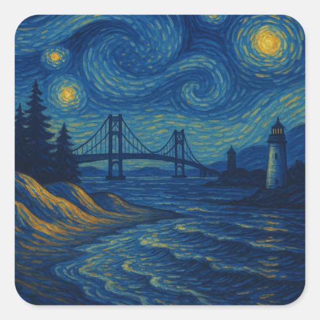 Starry Night Bridge Sticker (Vorderseite)