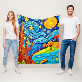 Starry Night Cartoon: Surrealismus Inspiriert Art Fleecedecke